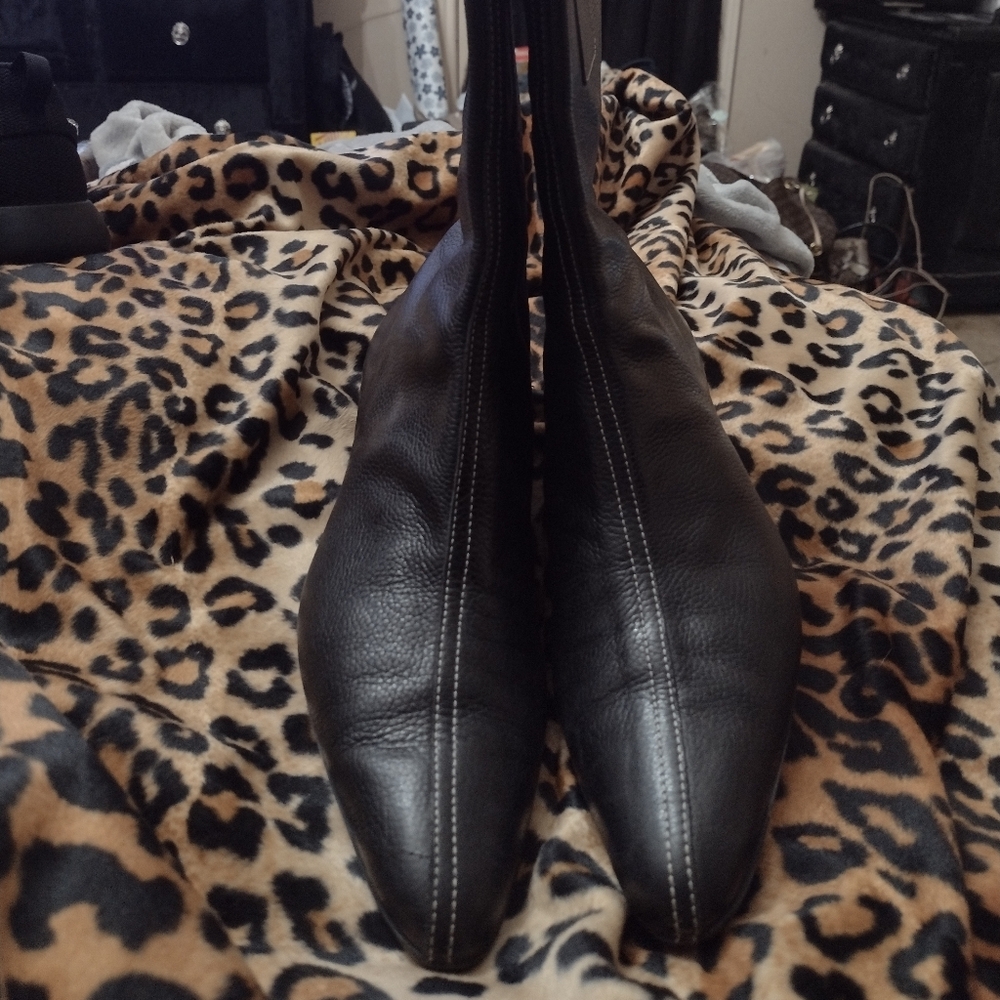 Black Leather Knee-High Boots